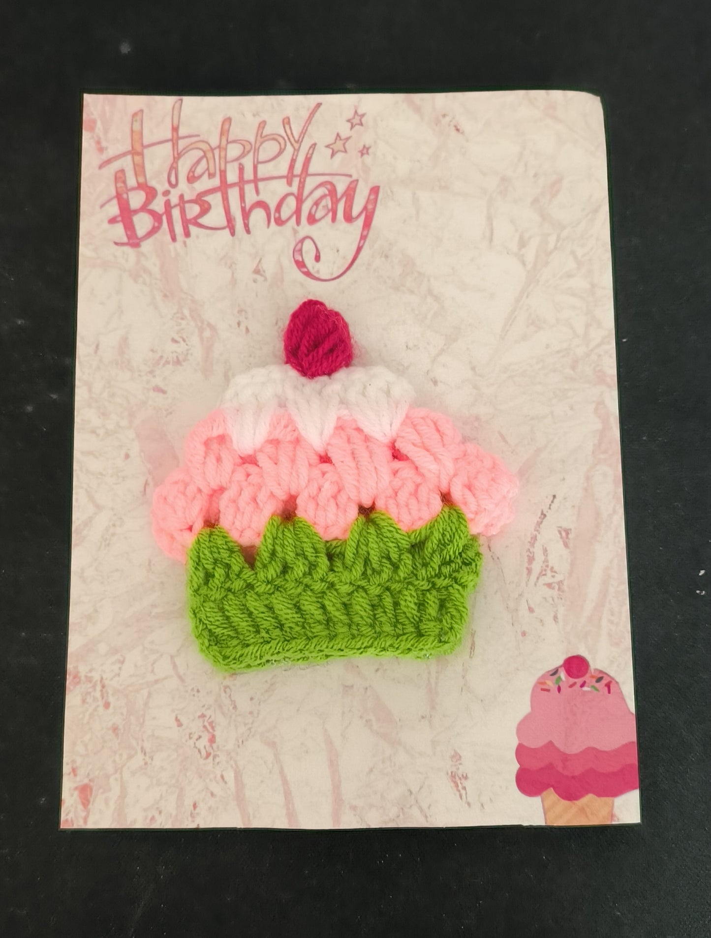 Crocheted Cake-shaped Birthday Greeting Card-Convey Sweet Wishes