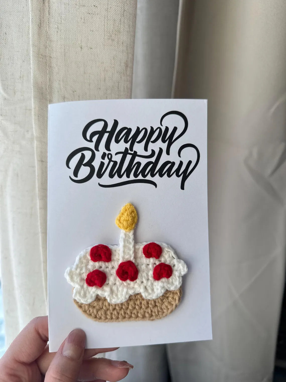 Crocheted Cake-shaped Birthday Greeting Card-Convey Sweet Wishes