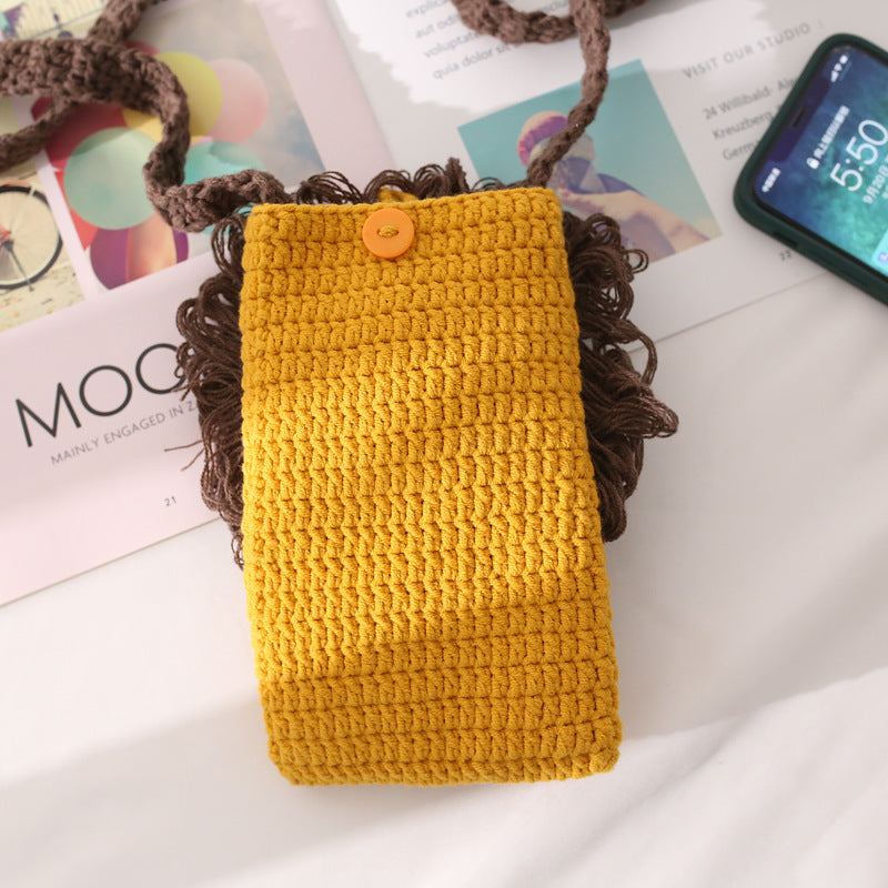 Adorable Lion-shaped Crocheted Crossbody Bag a Must - have for Cute Outings Bag for Girls and Kids