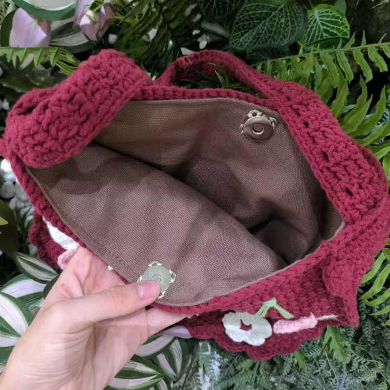 Crochet Handbag Fashion Handmade Camellia Rose Flower Bag Finish Bag As Gift