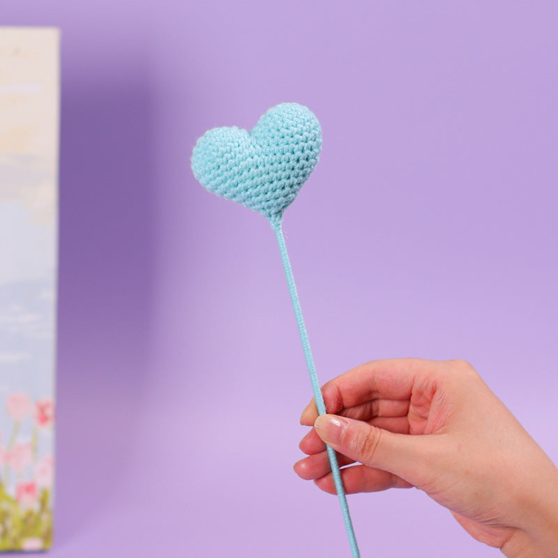 Handmade Crochet Heart Stick A Small Item to Convey Warm Feelings