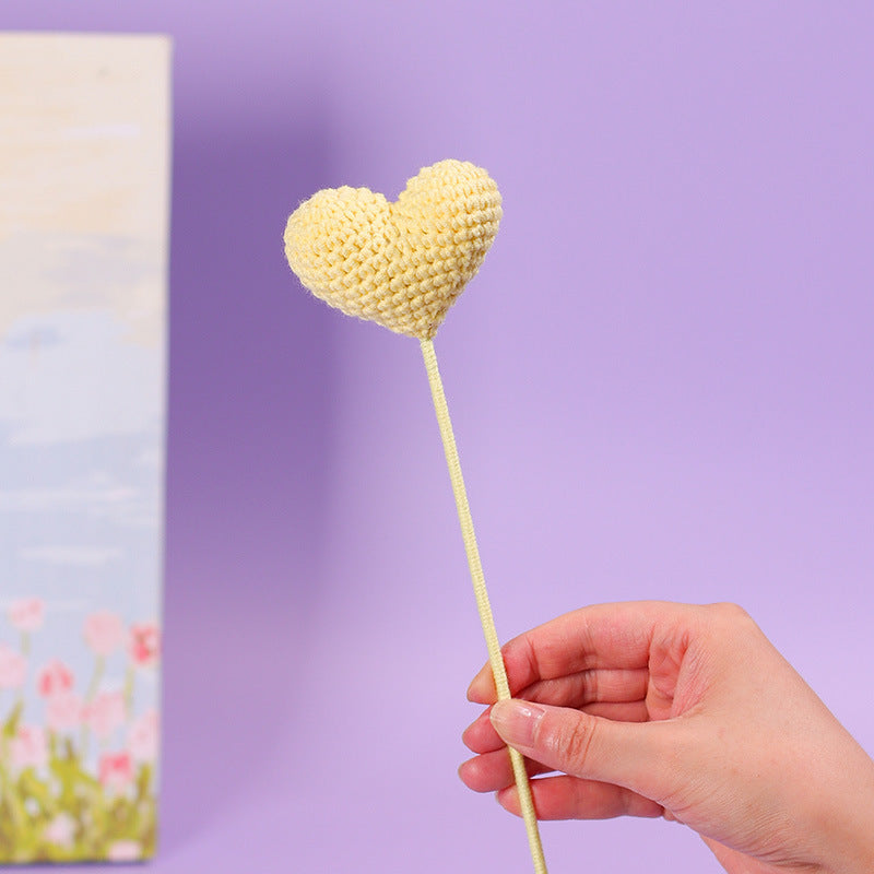 Handmade Crochet Heart Stick A Small Item to Convey Warm Feelings