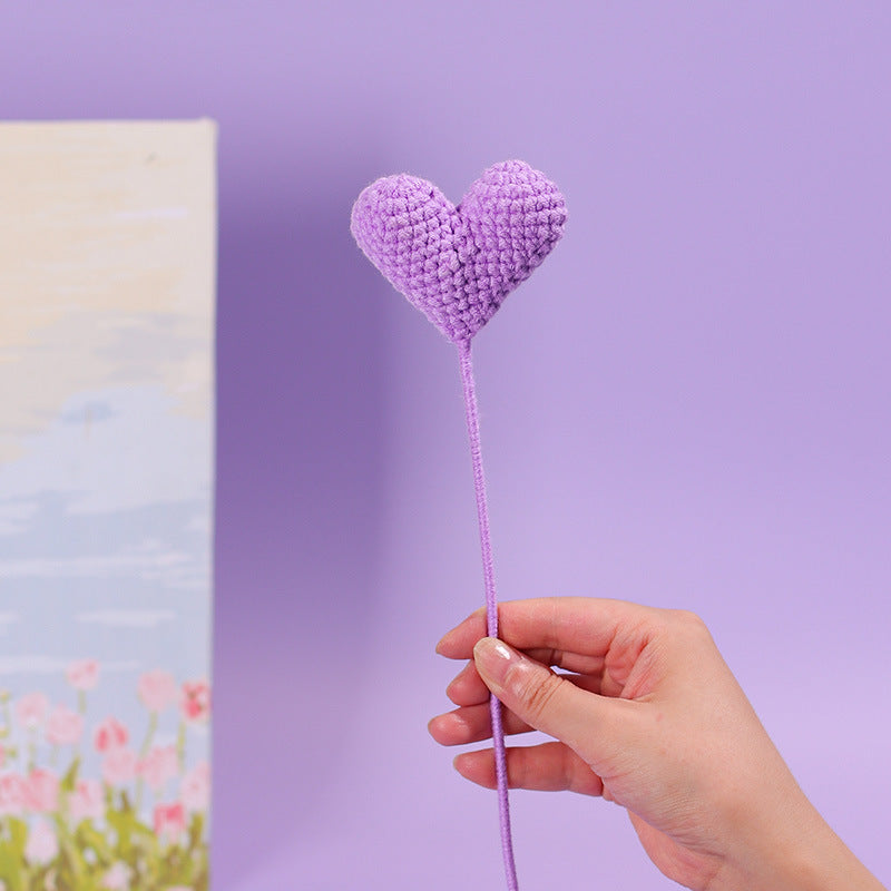 Handmade Crochet Heart Stick A Small Item to Convey Warm Feelings