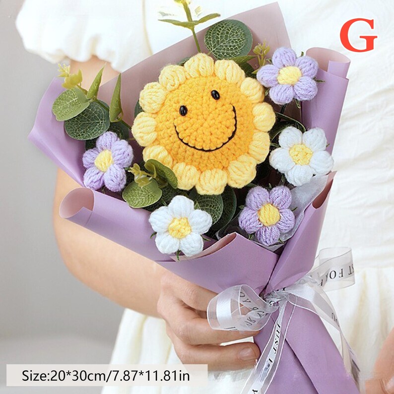 Sunflower & Carnation Inspired Crocheted Flower Bouquet: A Colorful Tribute to Nature