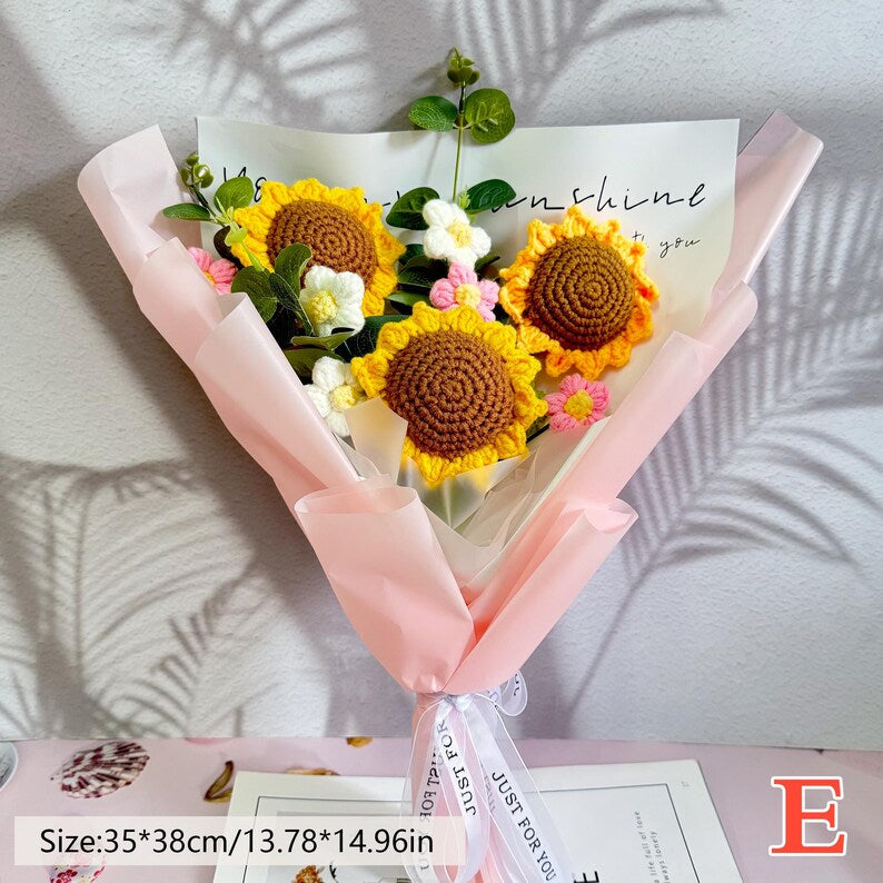 Sunflower & Carnation Inspired Crocheted Flower Bouquet: A Colorful Tribute to Nature