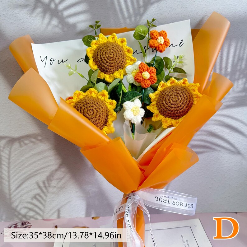 Sunflower & Carnation Inspired Crocheted Flower Bouquet: A Colorful Tribute to Nature