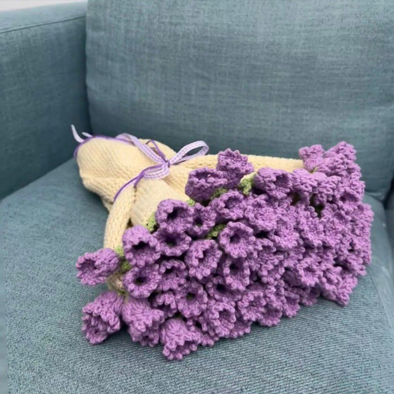 Hand-crocheted Blanket Embellished with Lily of the Valley