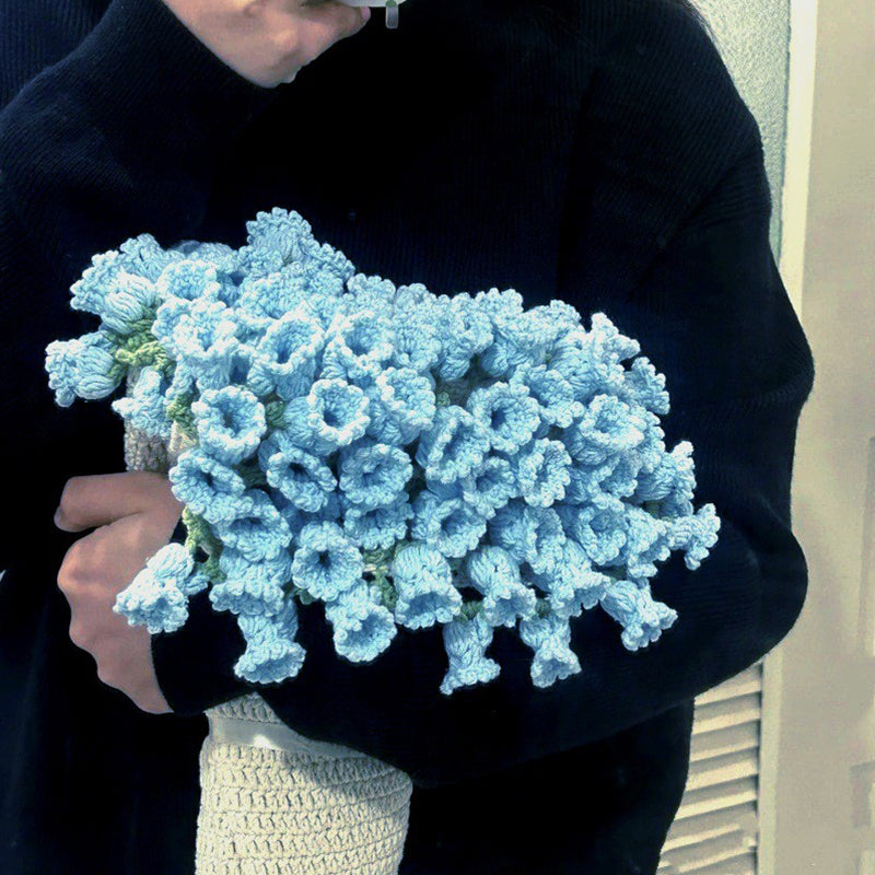 Hand-crocheted Blanket Embellished with Lily of the Valley