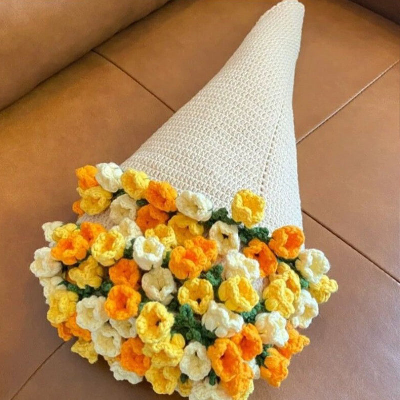 Hand-crocheted Blanket Embellished with Lily of the Valley