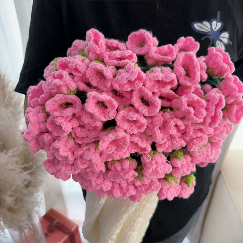 Hand-crocheted Blanket Embellished with Lily of the Valley