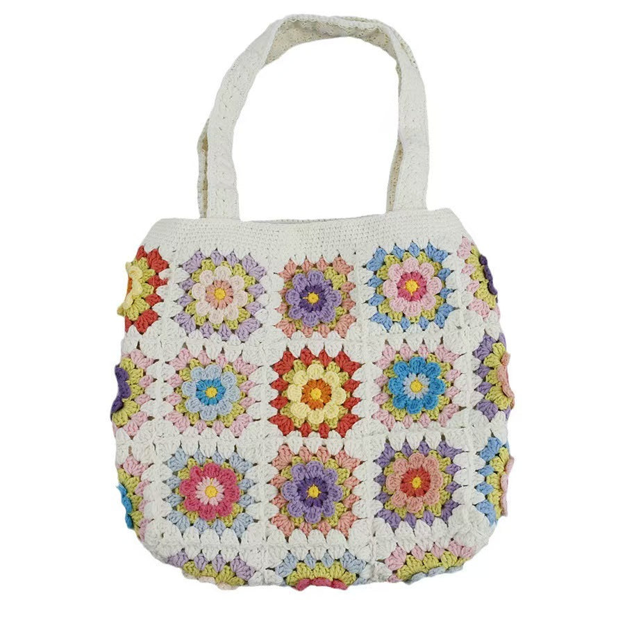 Hand-crocheted Floral Tote Bag