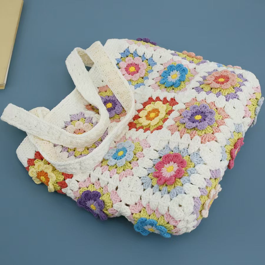 Hand-crocheted Floral Tote Bag