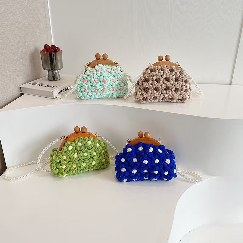 Handmade Crochet Clutch Bags with Wooden Frames
