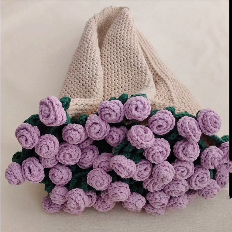 Round Romantic Hand-crocheted Rose Flower Blanket