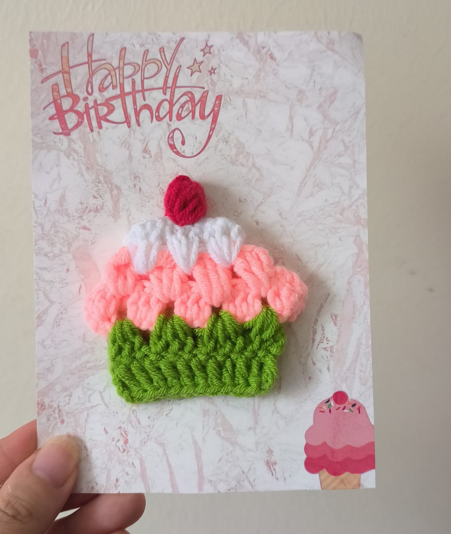 Crocheted Cake-shaped Birthday Greeting Card-Convey Sweet Wishes