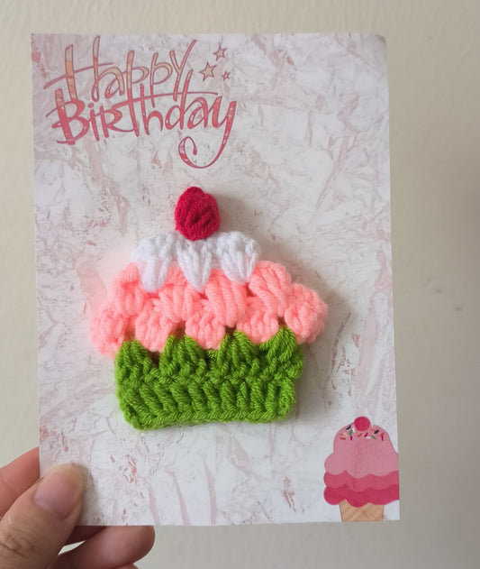 Crocheted Cake-shaped Birthday Greeting Card-Convey Sweet Wishes