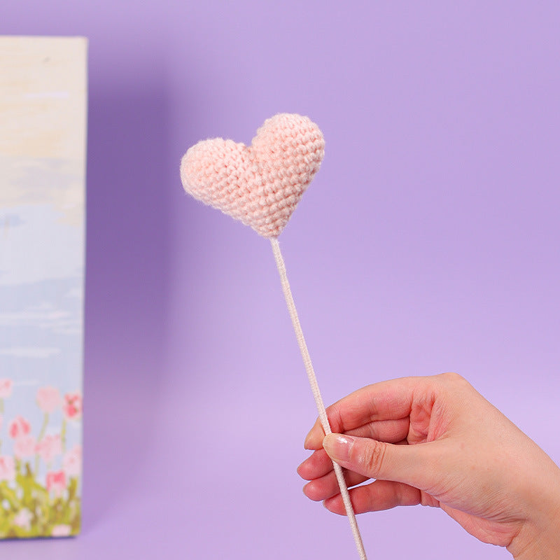 Handmade Crochet Heart Stick A Small Item to Convey Warm Feelings