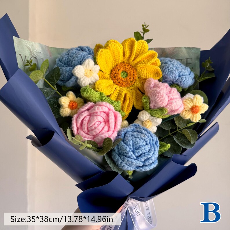 Sunflower & Carnation Inspired Crocheted Flower Bouquet: A Colorful Tribute to Nature