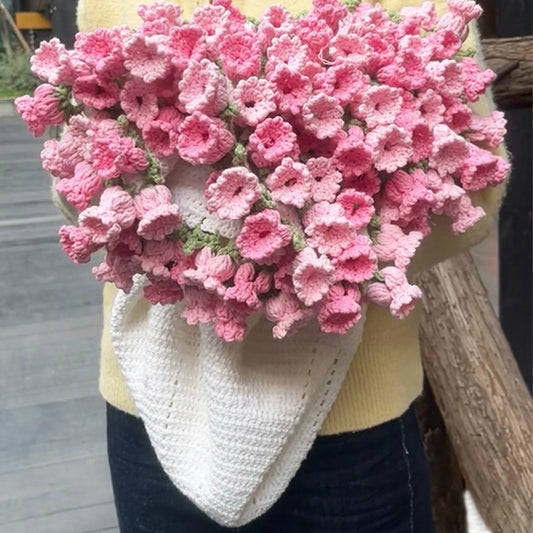 Hand-crocheted Blanket Embellished with Lily of the Valley