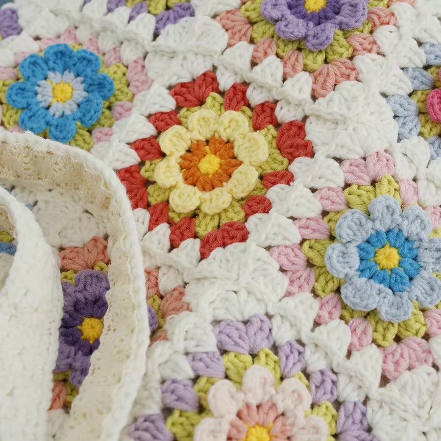 Hand-crocheted Floral Tote Bag