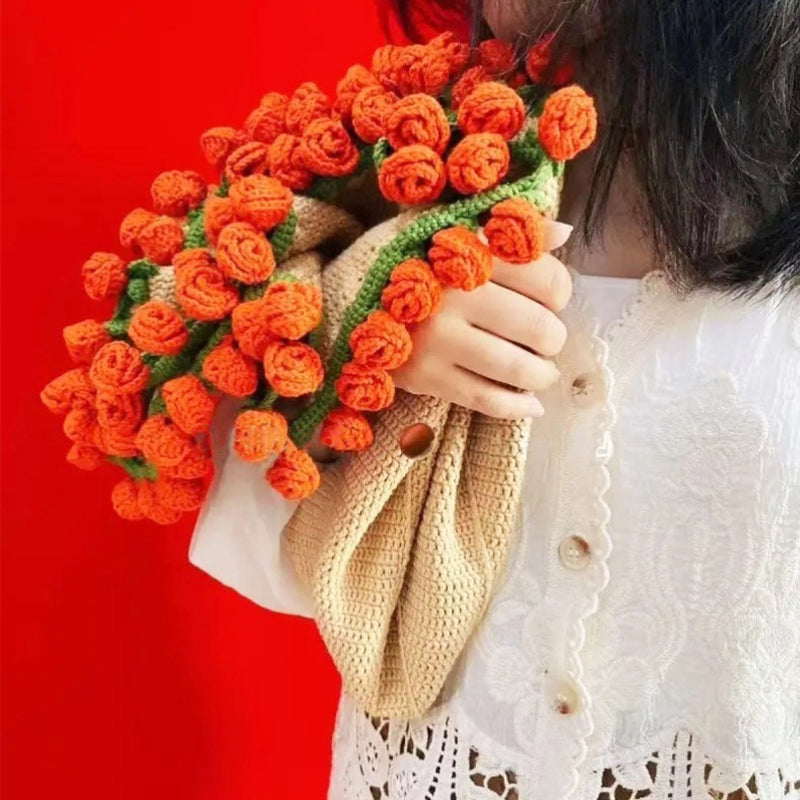 Round Romantic Hand-crocheted Rose Flower Blanket